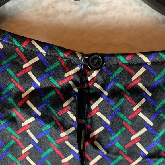 Talbots Womens Short Sleeve Pleated Neck Multicolor Blouse 100% Silk Top Size 10 - Picture 8 of 10